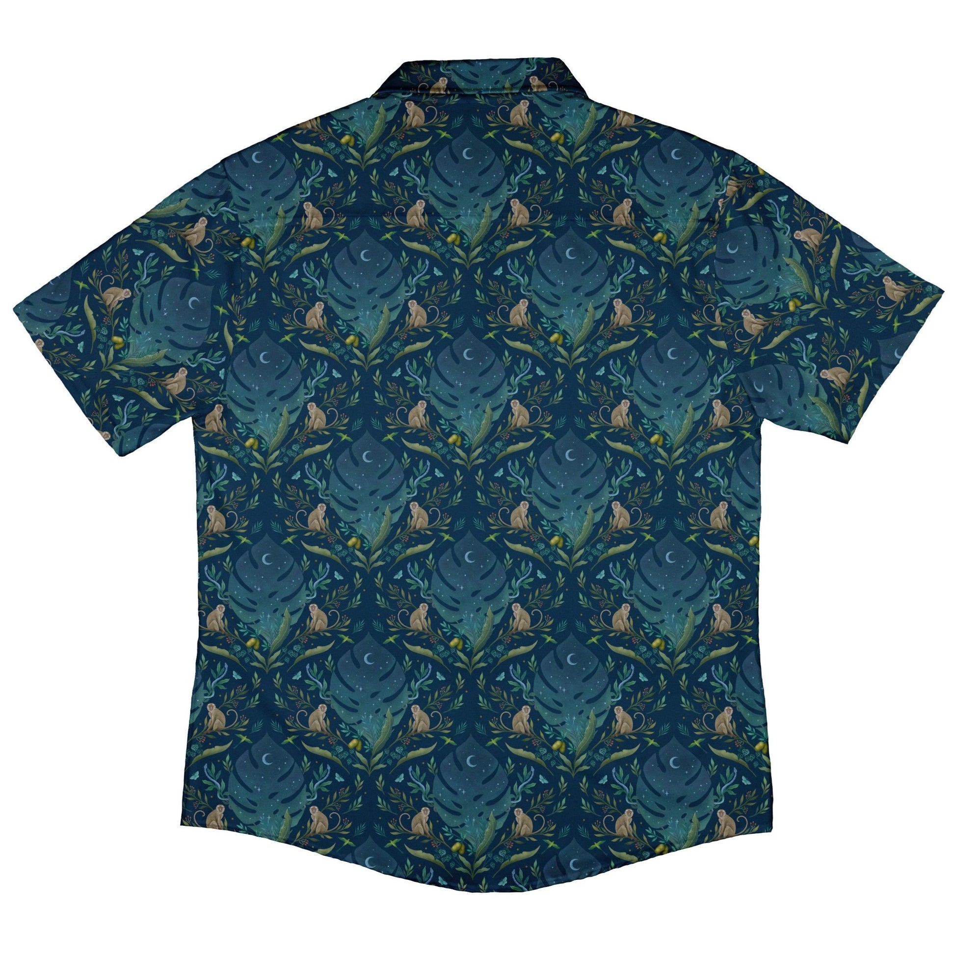 monkey dress shirt Monkey Print Notch Collar Shirt
