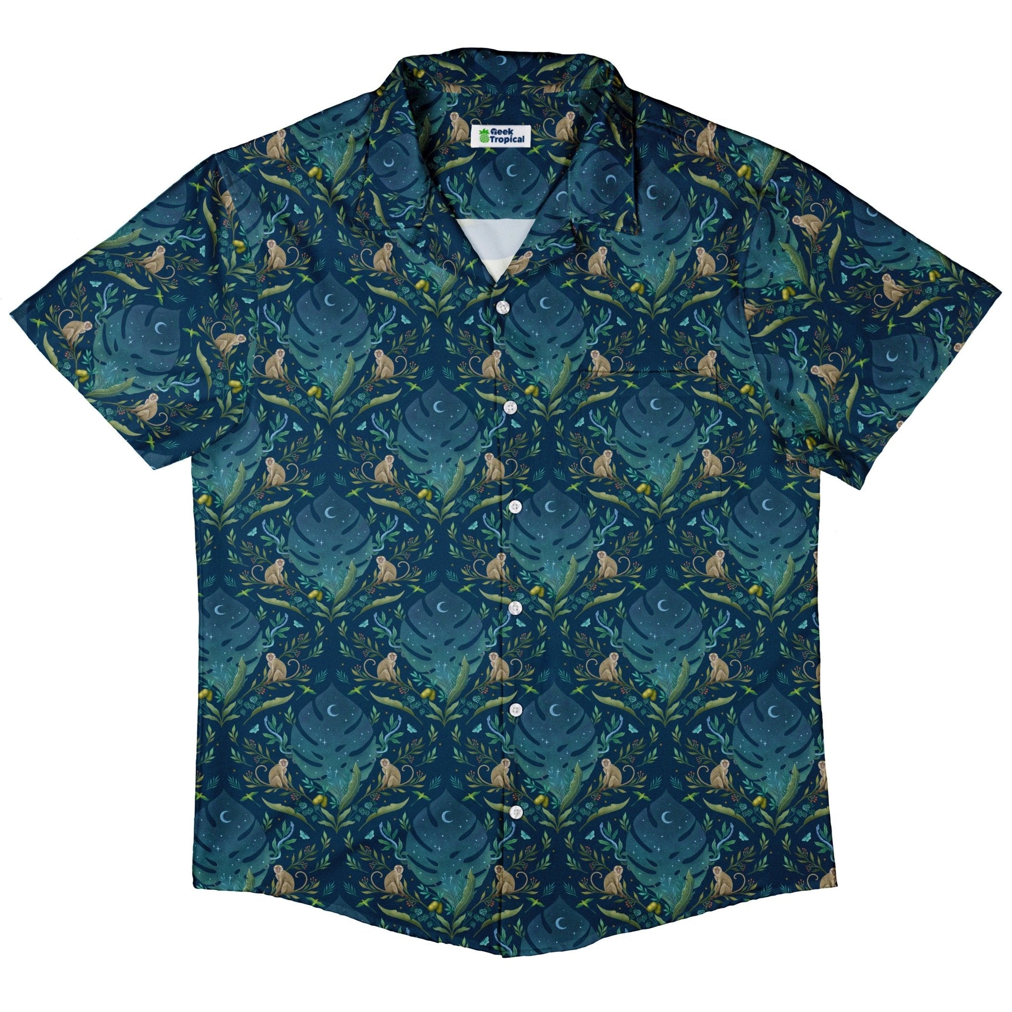 Episodic Tropical Monkey Button Up Shirt - XS - Hawaiian Shirt - No Pocket -