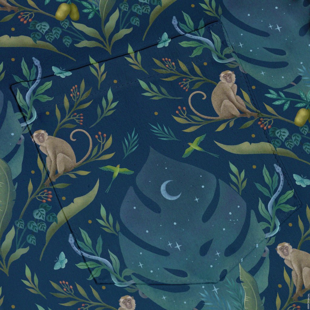 Episodic Tropical Monkey Button Up Shirt - XS - Hawaiian Shirt - No Pocket -