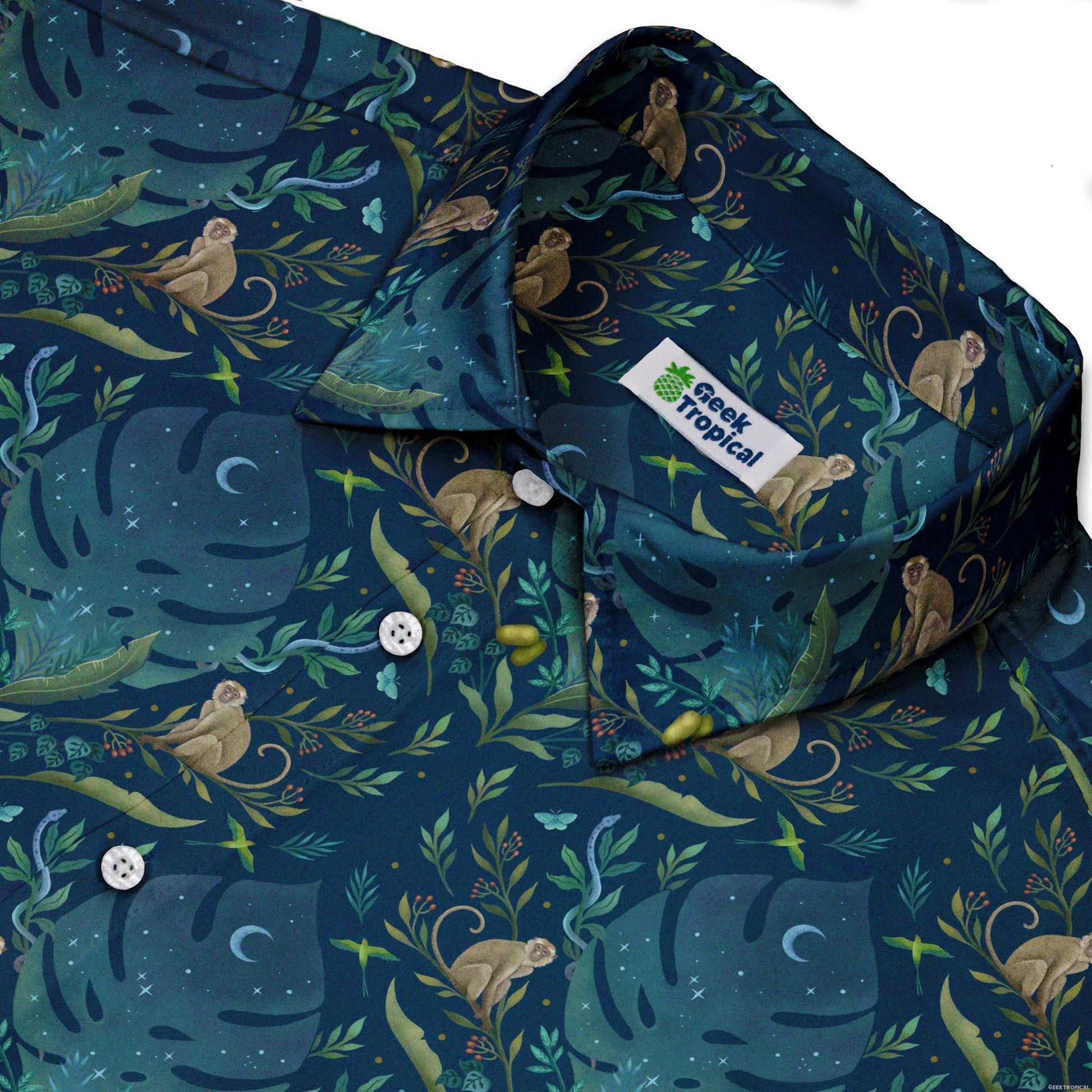 Episodic Tropical Monkey Button Up Shirt - XS - Hawaiian Shirt - No Pocket -