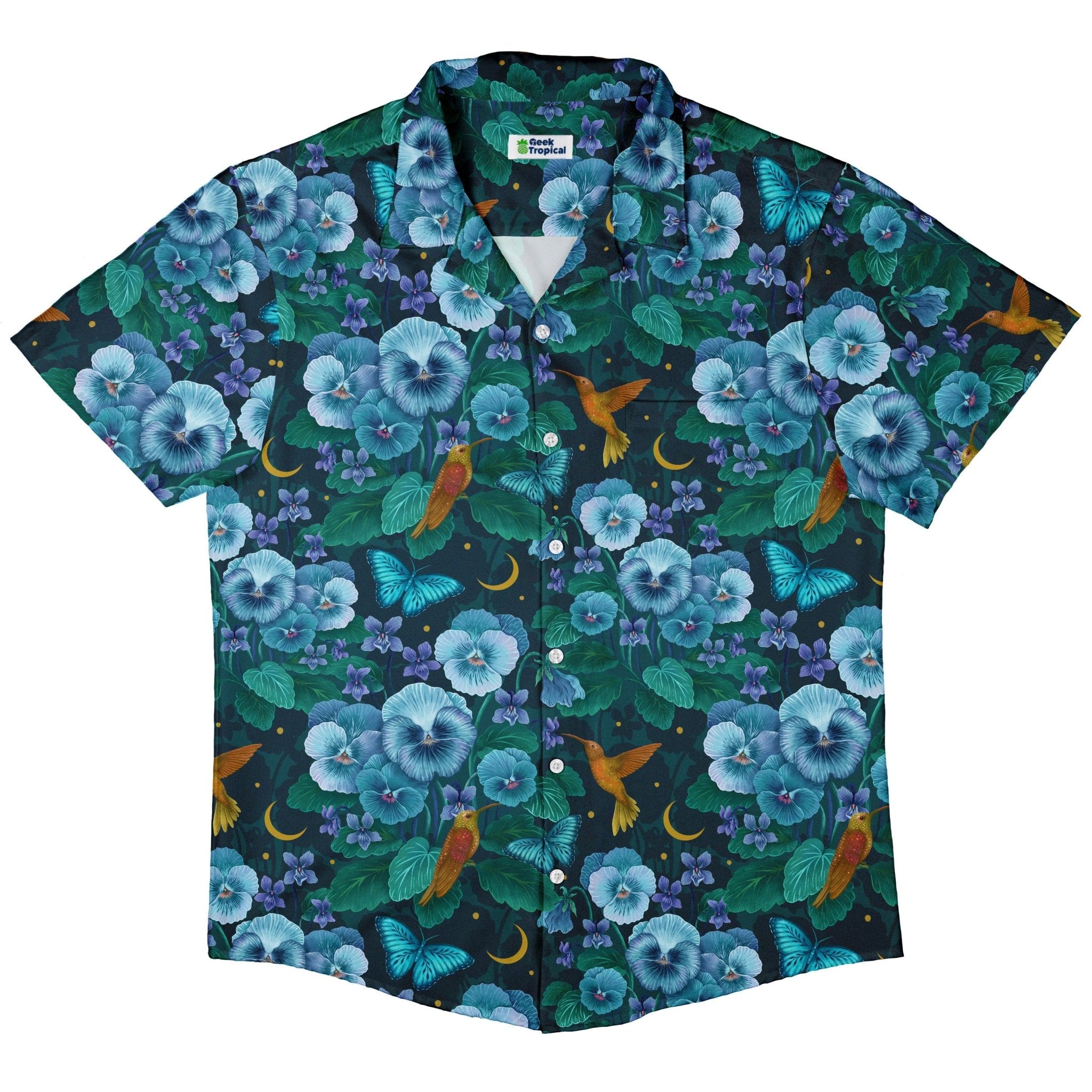 Episodic Violet Night Button Up Shirt - XS - Hawaiian Shirt - No Pocket -
