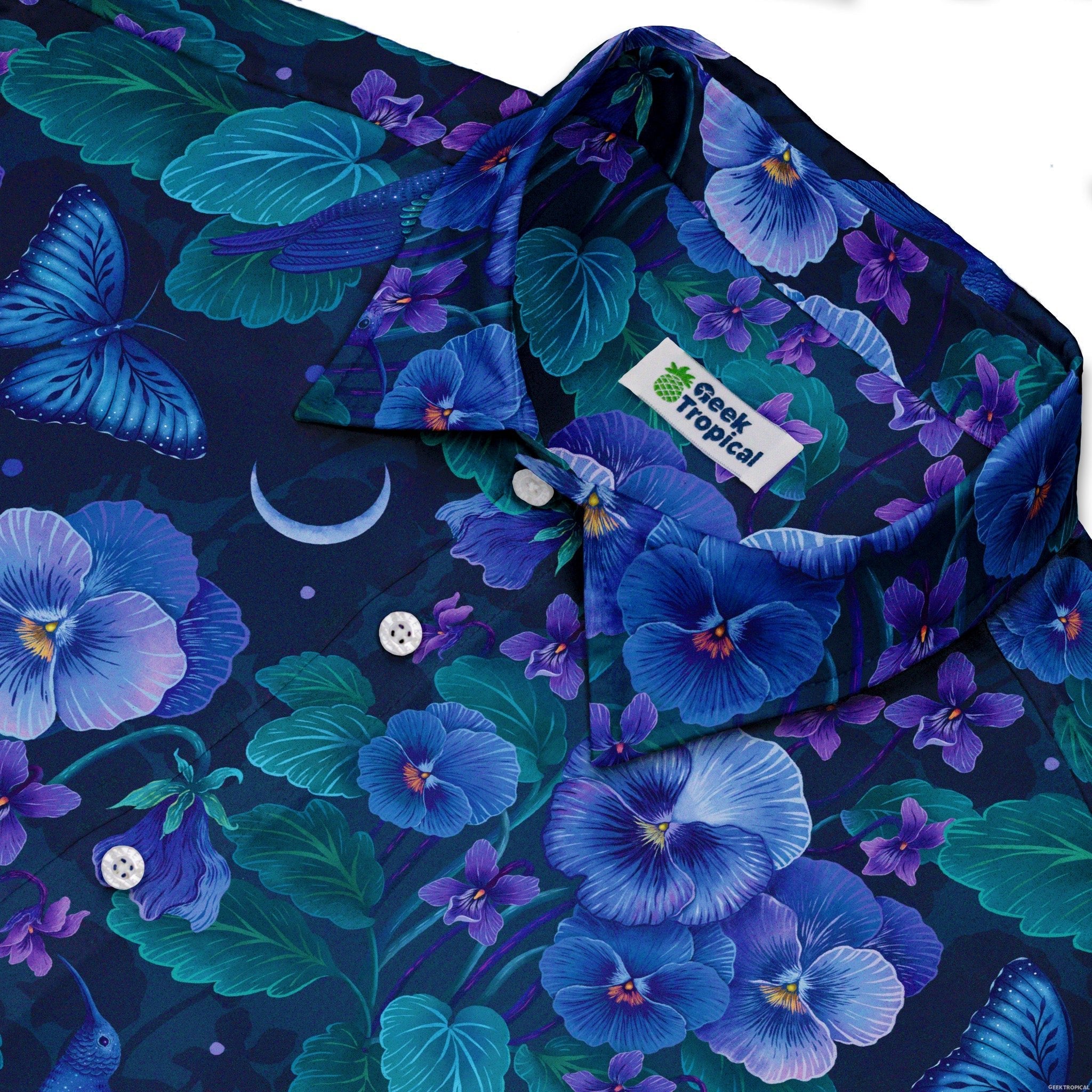 Episodic Violet Purple Night Button Up Shirt - XS - Hawaiian Shirt - No Pocket -