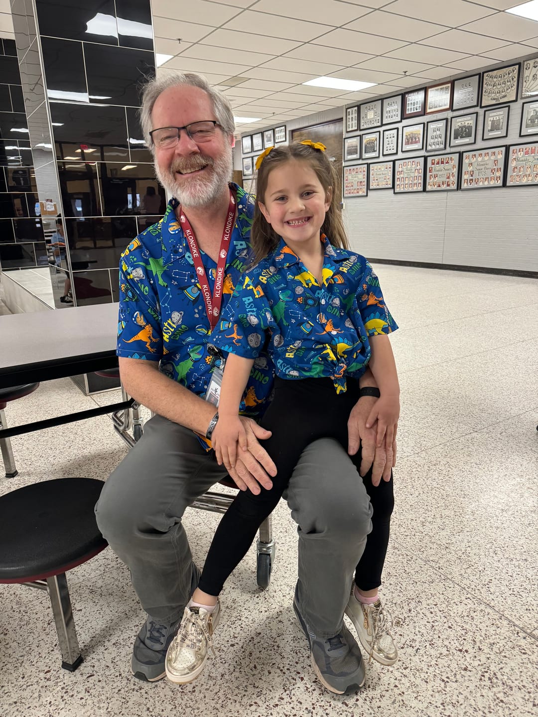 grandpa and granddaughter family matching dinosaur button up shirts