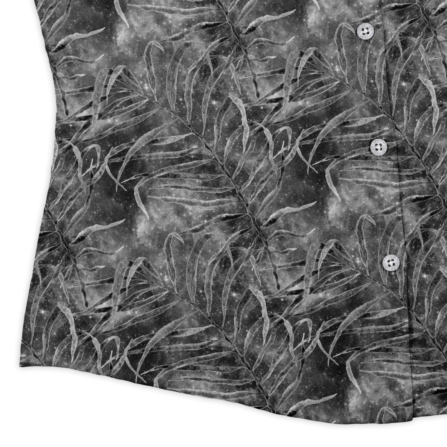 grey hawaiian space Curvy Button Up Shirt Geek Nerd outer space & astronaut print Tropical Hawaiian Patterns women