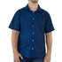 Ready-to-Ship Javascript Computer Code Blue Button Up Shirt - adult sizing - computer print - ready-to-ship
