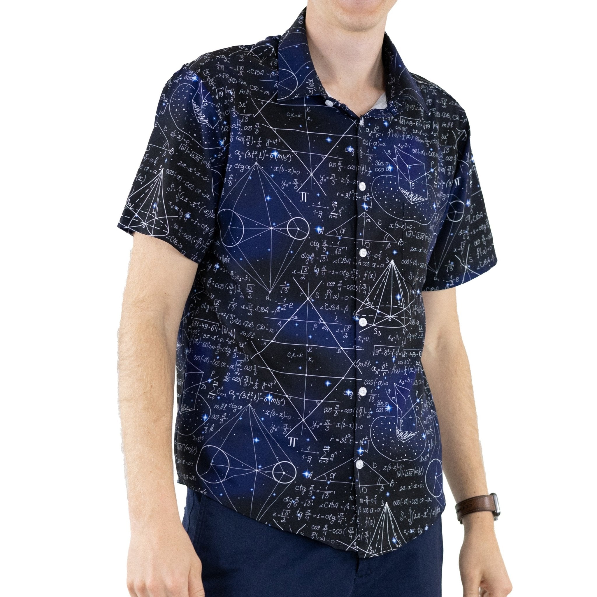 Math And Physics Space Button Up Shirt - adult sizing - mathematics print - Maximalist Patterns