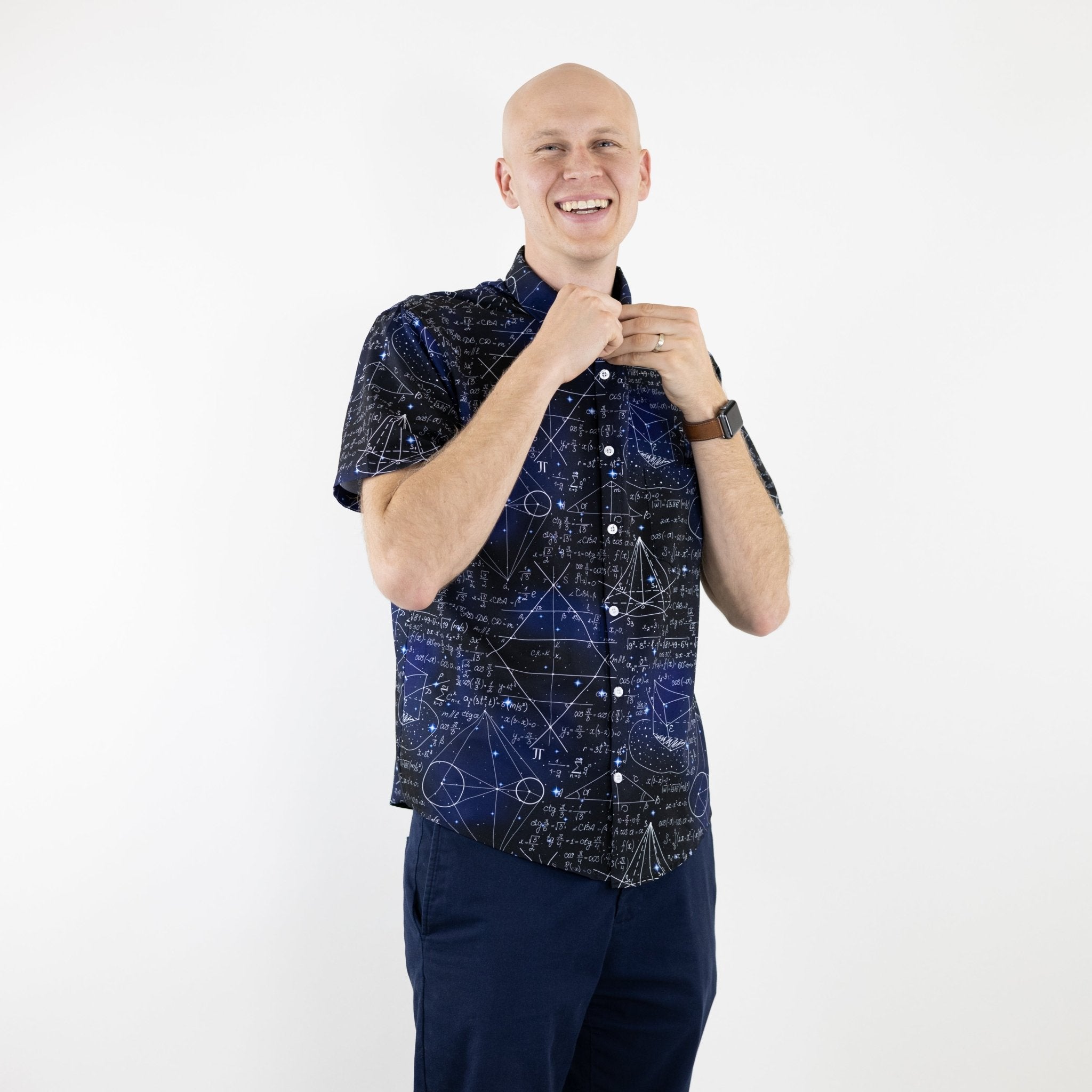 Math And Physics Space Button Up Shirt - adult sizing - mathematics print - Maximalist Patterns