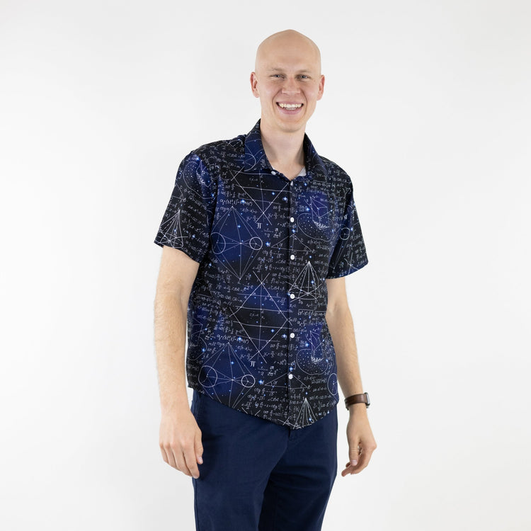 Math And Physics Space Button Up Shirt - adult sizing - mathematics print - Maximalist Patterns