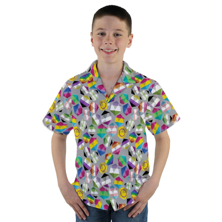 Roll with Pride LGBTQ Dice Dnd Youth Hawaiian Shirt Geek Nerd dnd & rpg print LGBTQ+ Patterns Maximalist Patterns