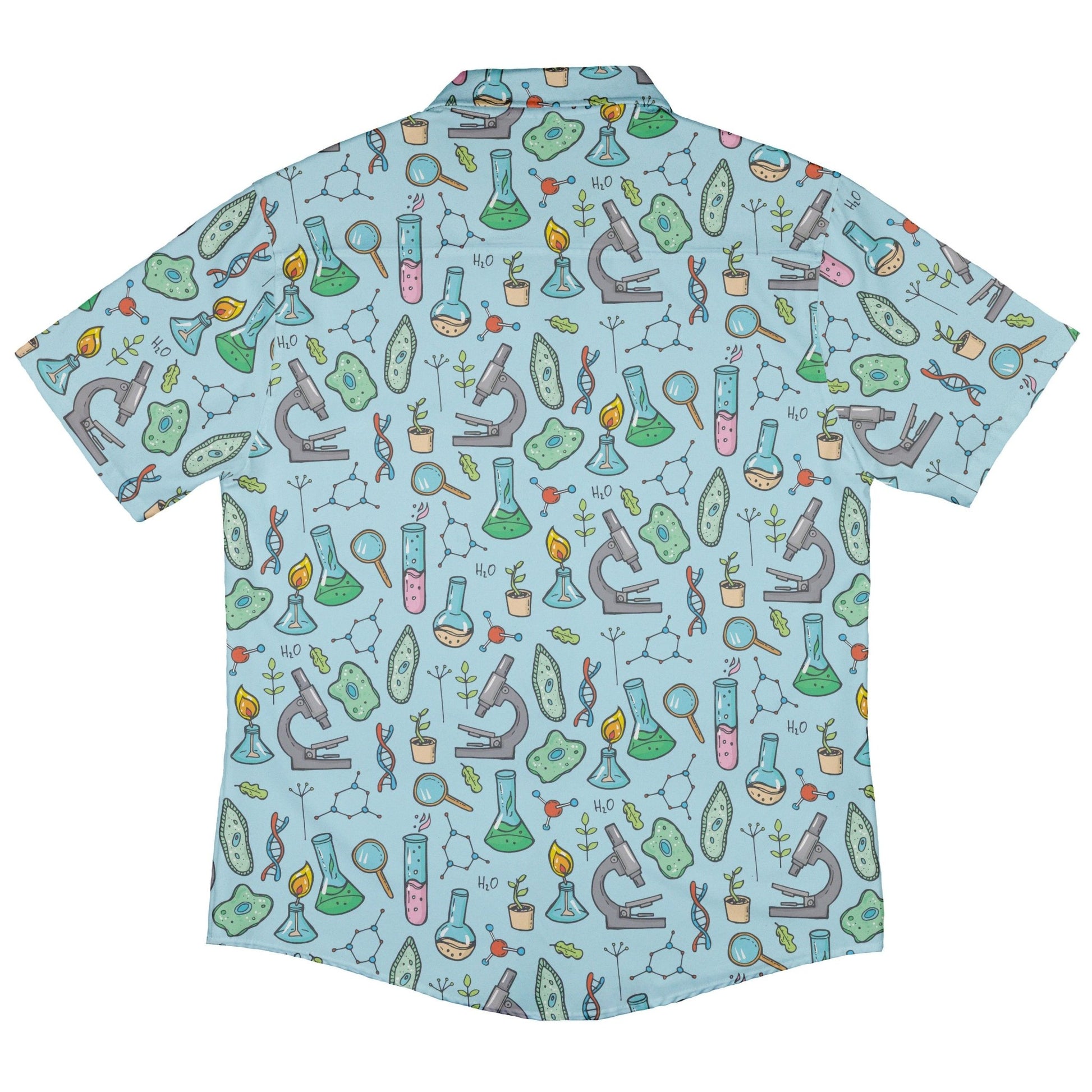 Science Bioengineer Germanation Sky Blue Button Up Shirt - adult sizing - science print -