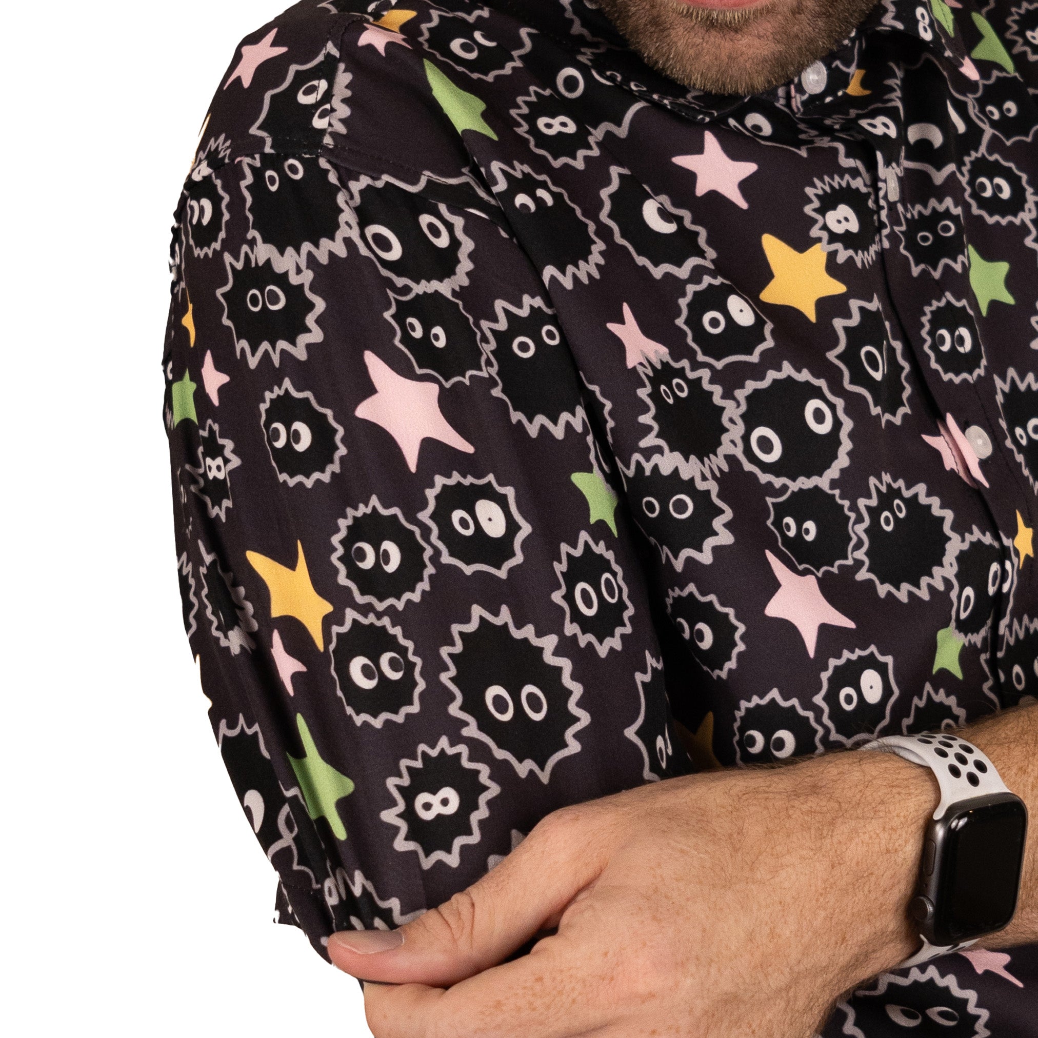 Ready - to - Ship Sootsprites Anime Button Up Shirt Geek Nerd adult sizing Anime Design by Heather Davenport