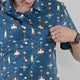 Space Retro Arcade Button Up Shirt - adult sizing - outer space & astronaut print - video game arcade print