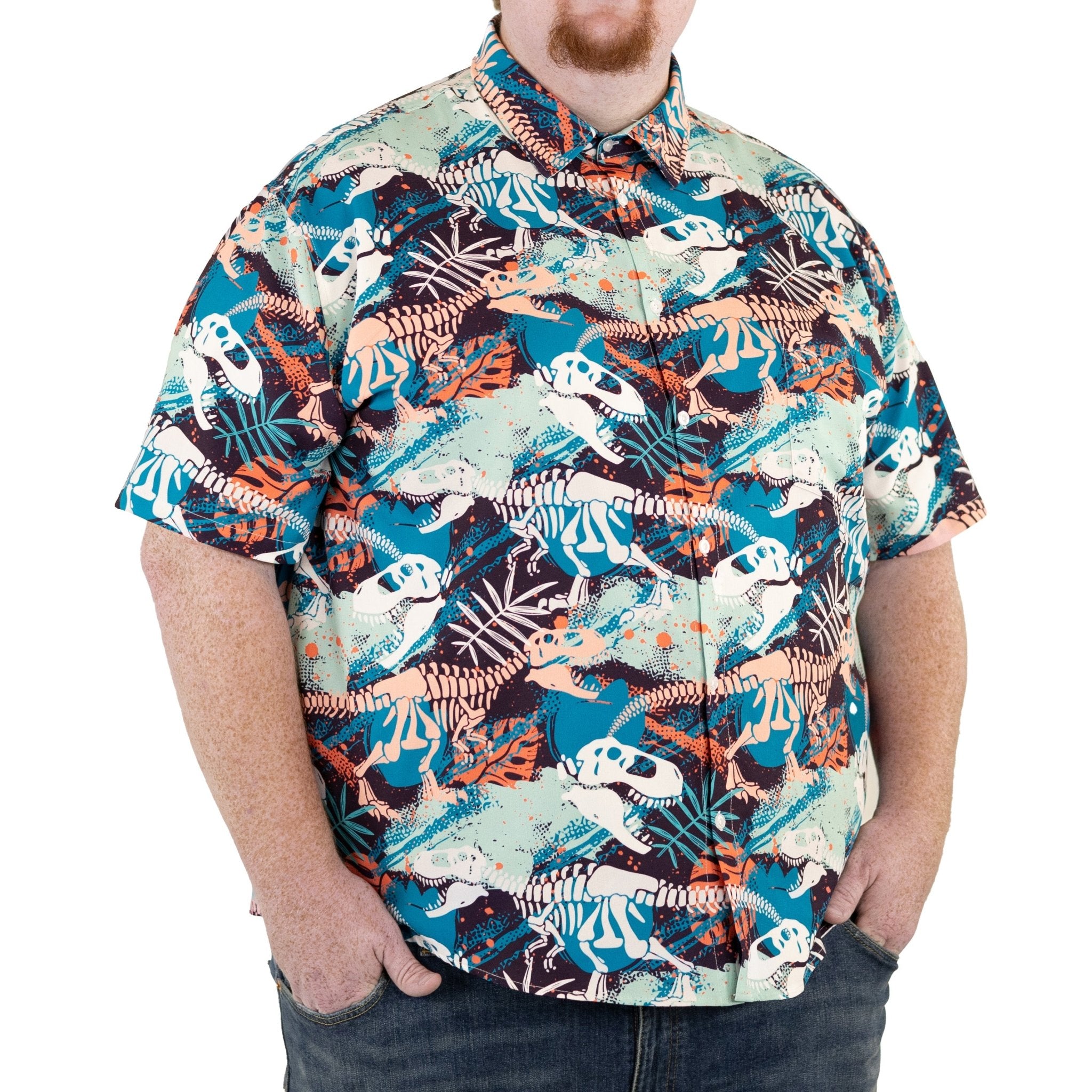 Dinosaur T-rex Graffiti Print Men's Short Sleeve Shirt