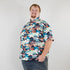 Ready-to-Ship T-Rex Bones Footprints Green Dinosaur Button Up Shirt - adult sizing - dinosaur print - Maximalist Patterns