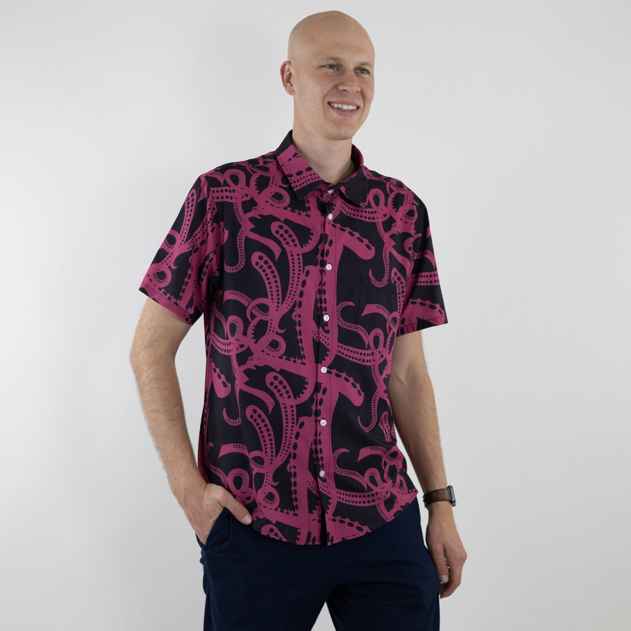 Ready - to - Ship Tentacles of Cthulhu Button Up Shirt Geek Nerd adult sizing Design by Heather Davenport Fantasy Prints