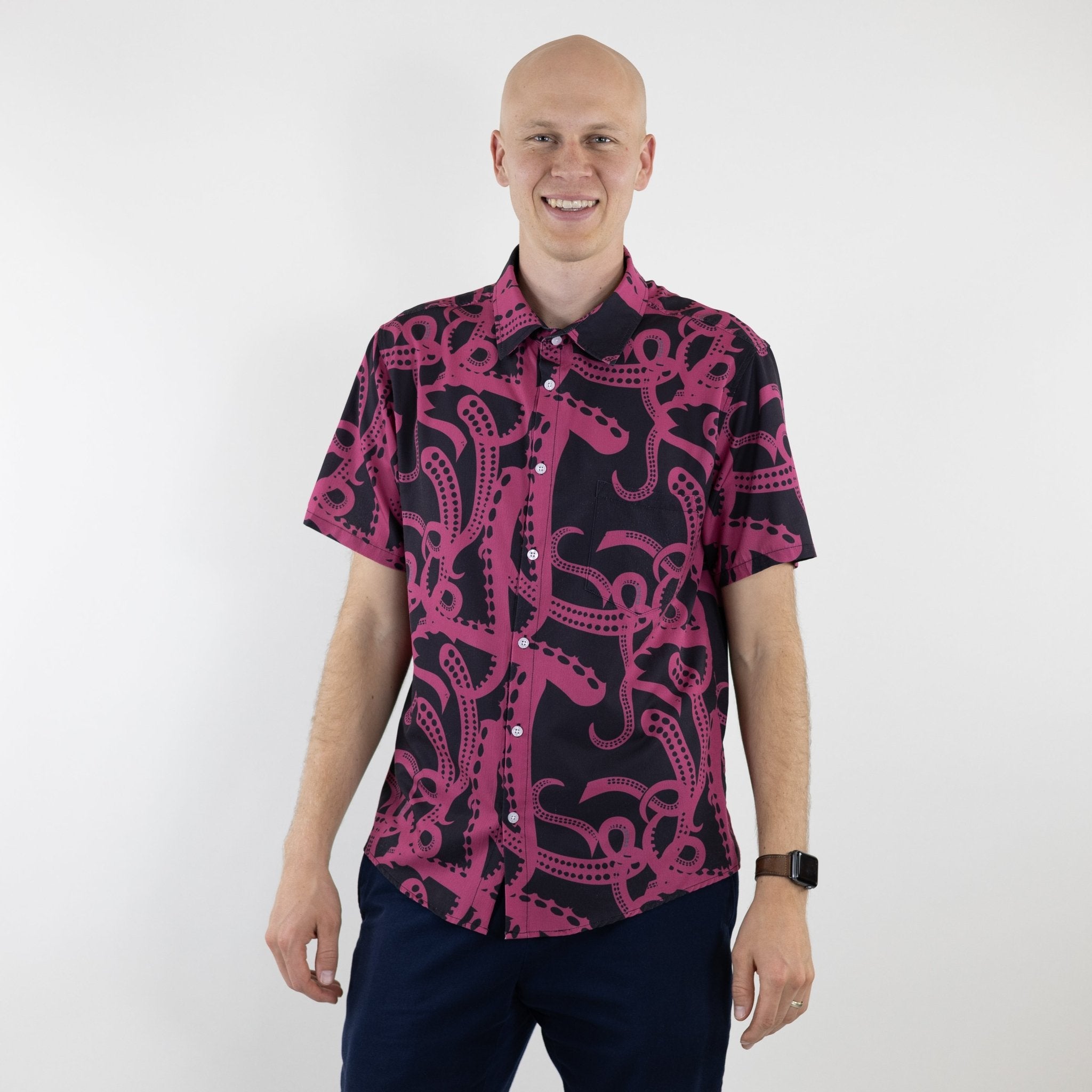 Ready - to - Ship Tentacles of Cthulhu Button Up Shirt Geek Nerd adult sizing Design by Heather Davenport Fantasy Prints