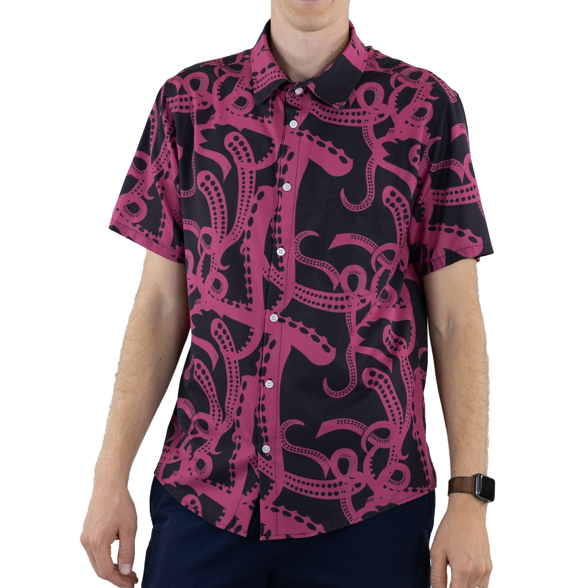 Ready-to-Ship Tentacles of Cthulhu Button Up Shirt - adult sizing - Design by Heather Davenport - Fantasy Prints