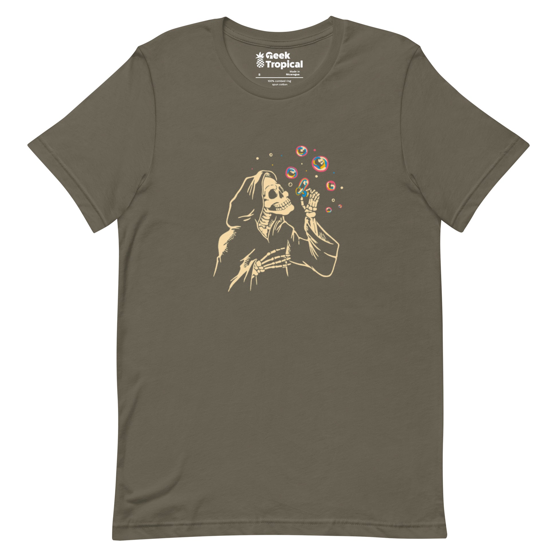 Death Blowing Bubbles T-Shirt Geek Nerd Design by Tobe Fonseca Fantasy Prints FLOW DESC WRITING