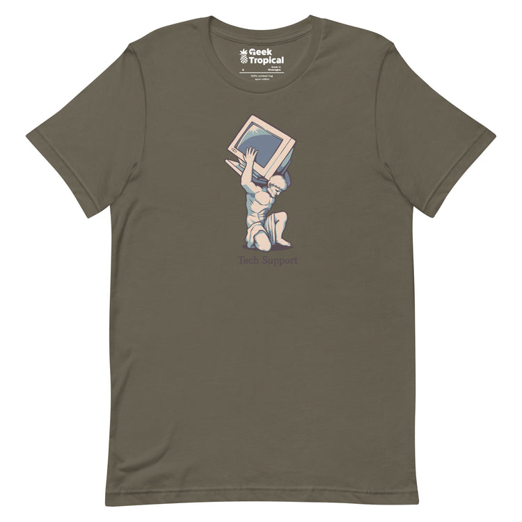 Tech Support Atlas Computer Salmon T-Shirt Geek Nerd Advertise to Meta computer print Design by Tobe Fonseca