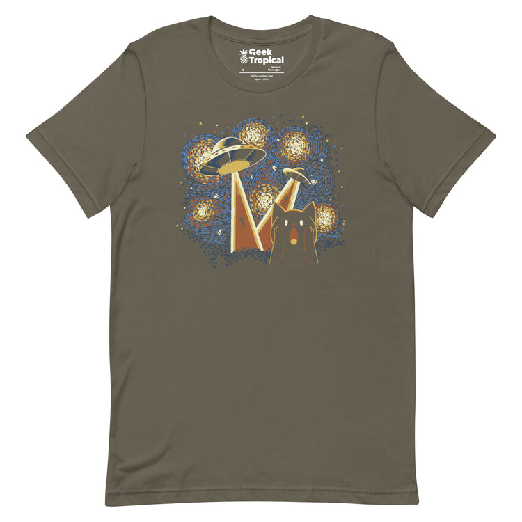 Alien Invasion Cat Scream T-Shirt Geek Nerd Advertise to Meta Animal Patterns Design by Tobe Fonseca