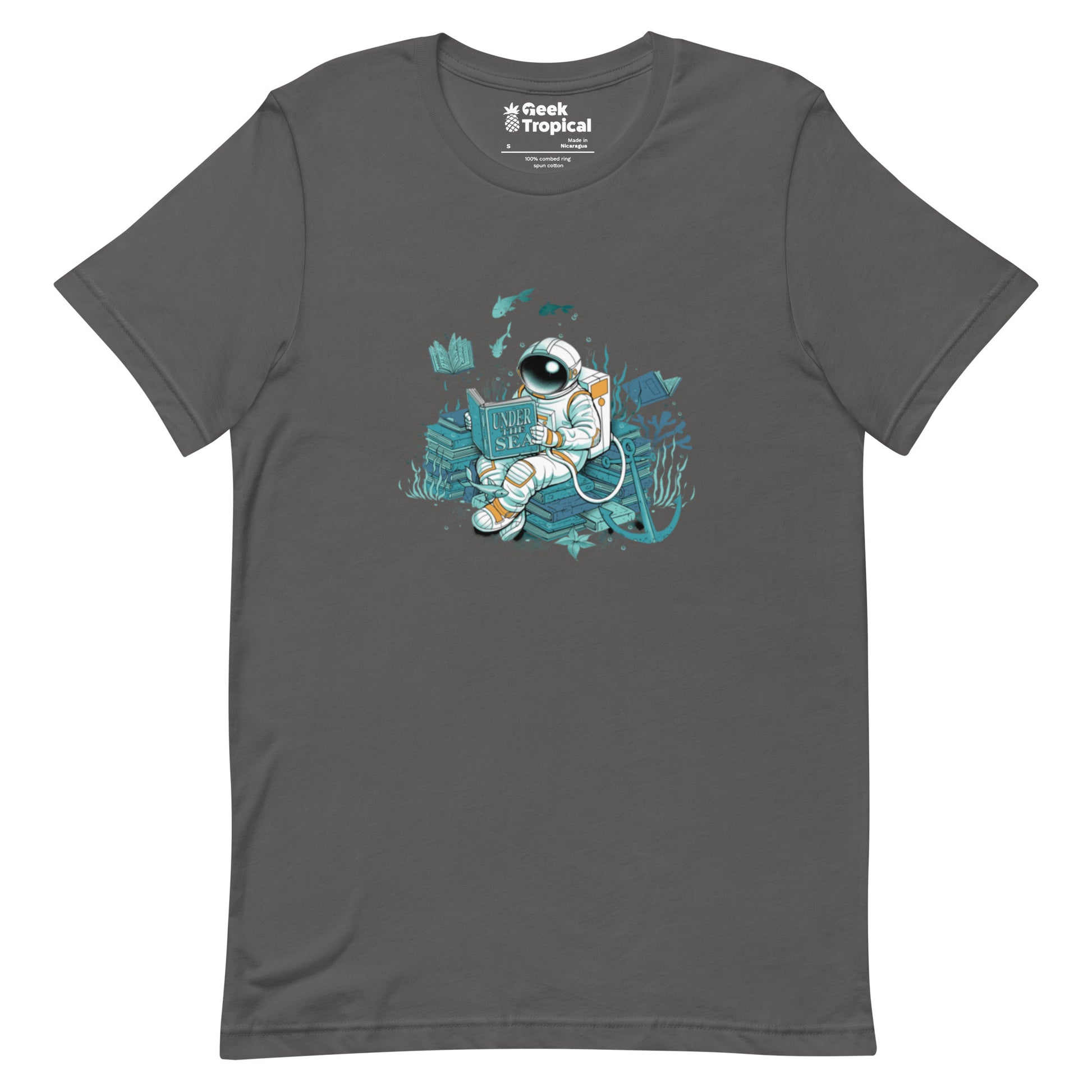 Cosmonaut Reader Under The Sea T-Shirt Geek Nerd Book Prints Design by Tobe Fonseca Marine biology