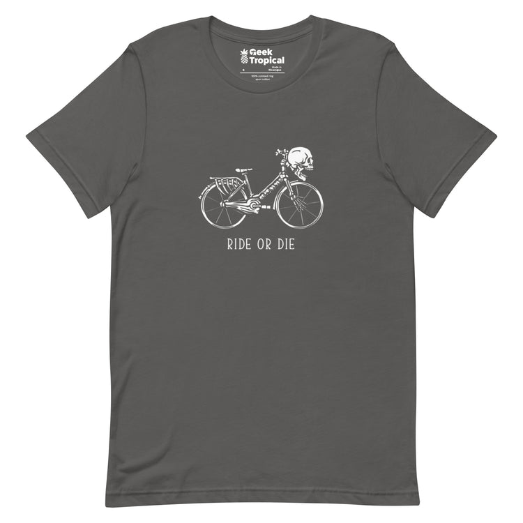Ride or Die Skeleton Bike T-Shirt Geek Nerd Design by Tobe Fonseca FLOW DESC WRITING Funny Prints