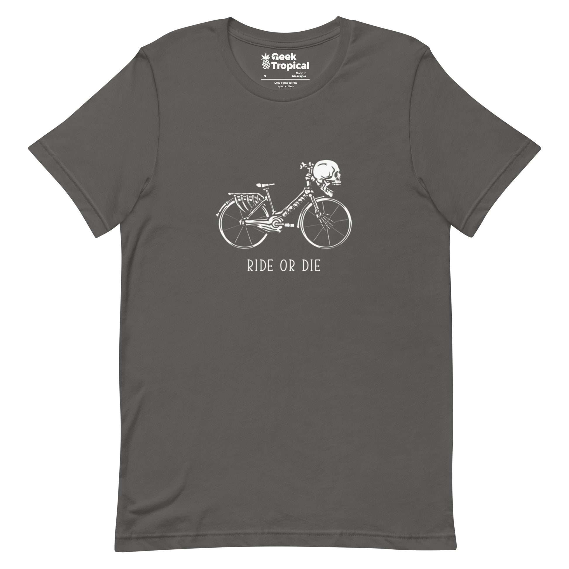 Ride or Die Skeleton Bike T-Shirt Geek Nerd Design by Tobe Fonseca FLOW DESC WRITING Funny Prints