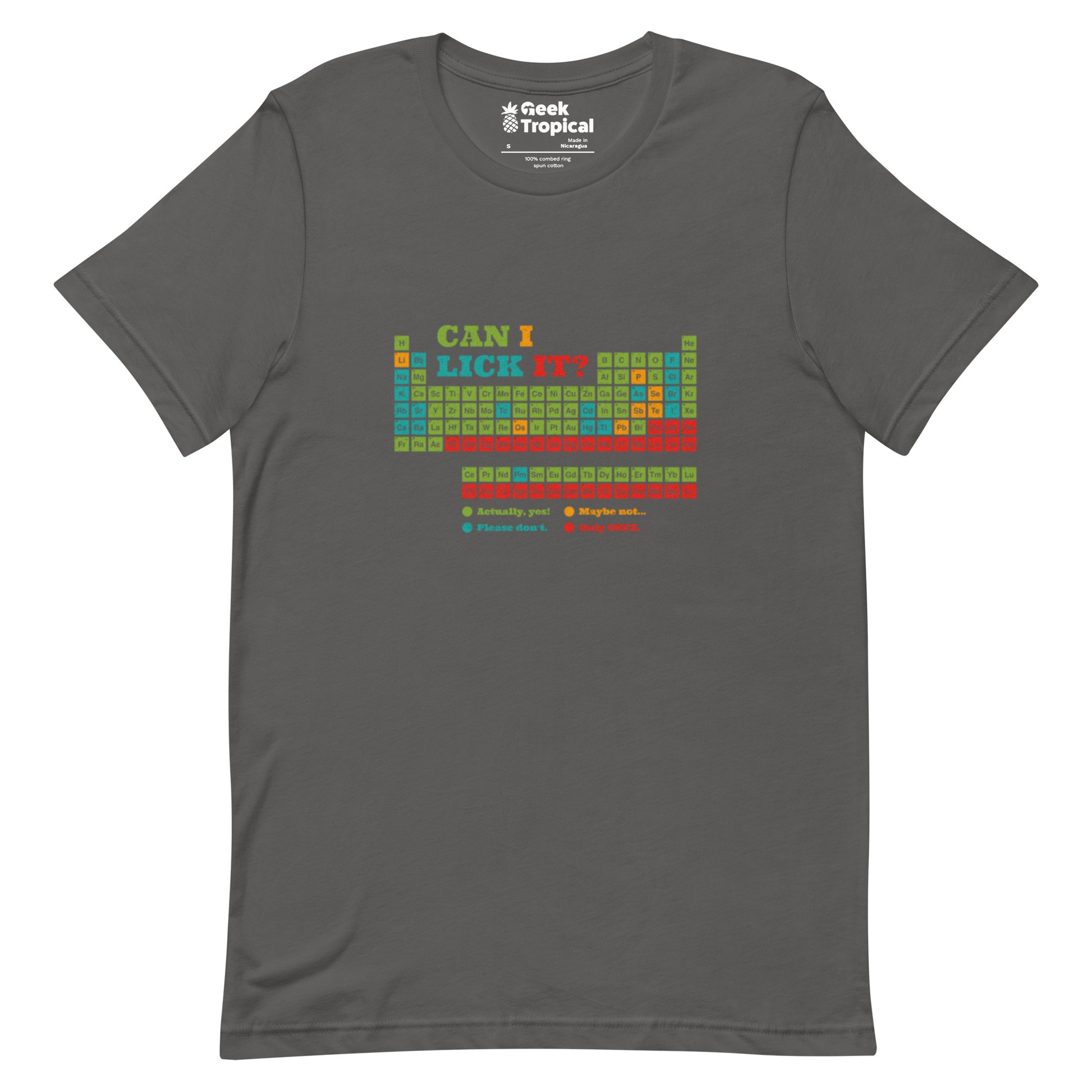 Can I Lick It Periodic Table T-Shirt Geek Nerd Design by Tobe Fonseca FLOW DESC WRITING Funny Prints