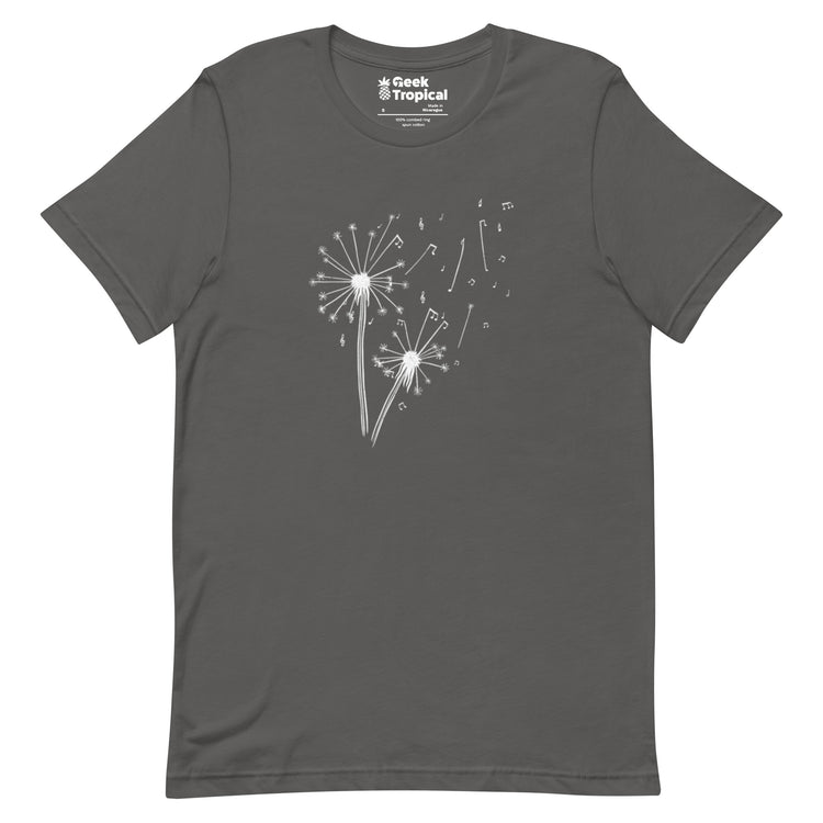 Dandelion Musical Notes T-Shirt Geek Nerd Botany Print Design by Tobe Fonseca FLOW DESC WRITING