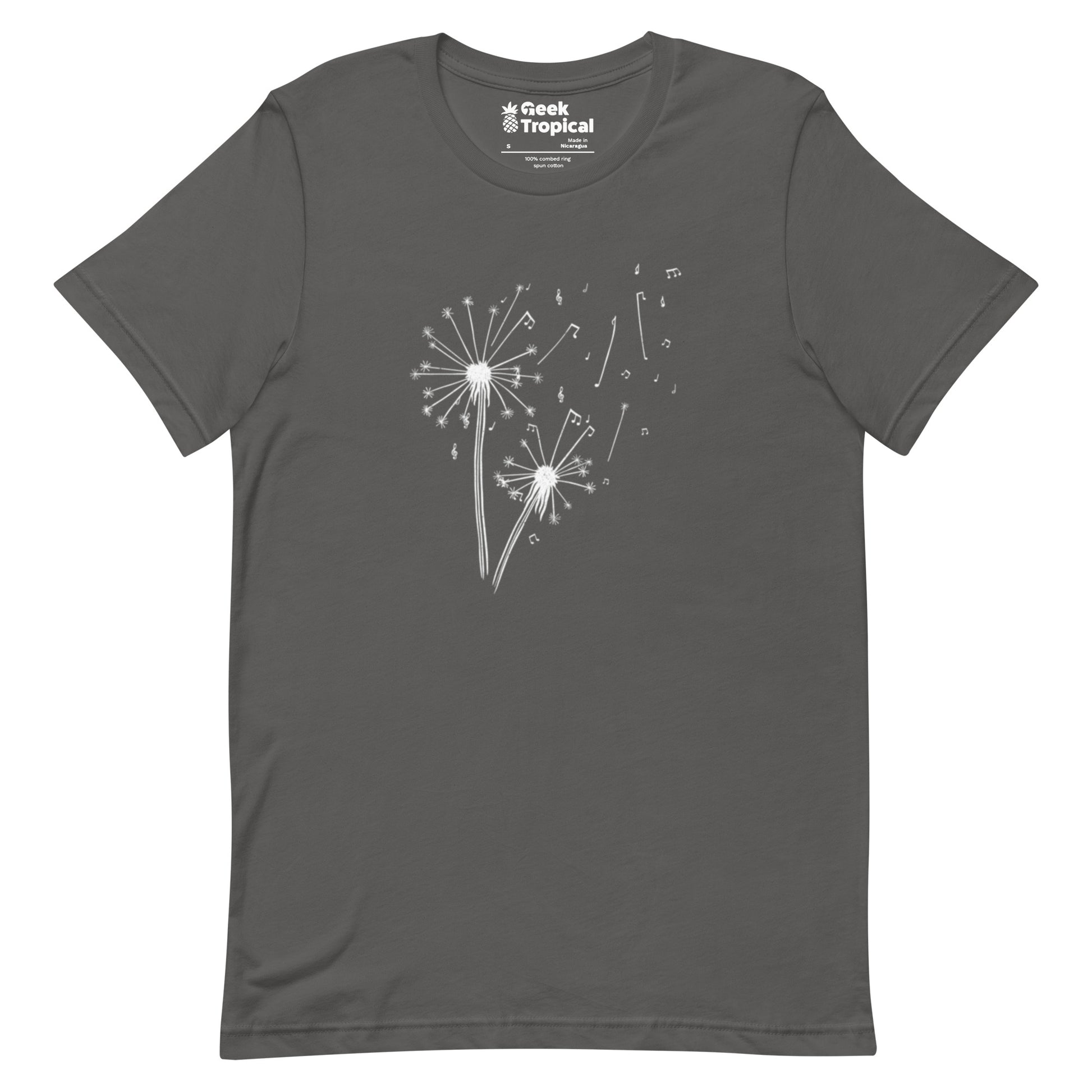 Dandelion Musical Notes T-Shirt Geek Nerd Botany Print Design by Tobe Fonseca FLOW DESC WRITING