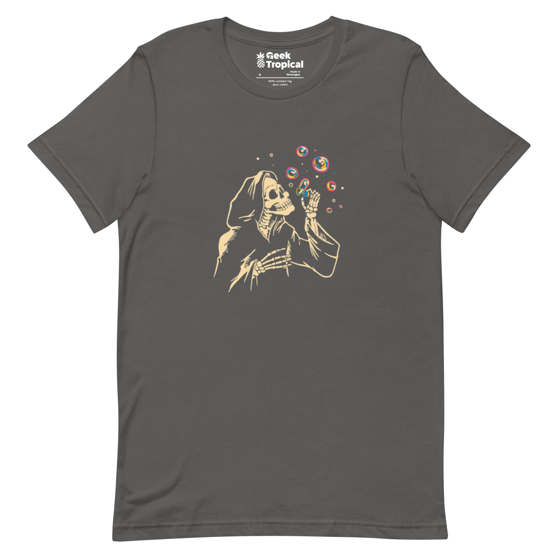 Death Blowing Bubbles T-Shirt Geek Nerd Design by Tobe Fonseca Fantasy Prints FLOW DESC WRITING