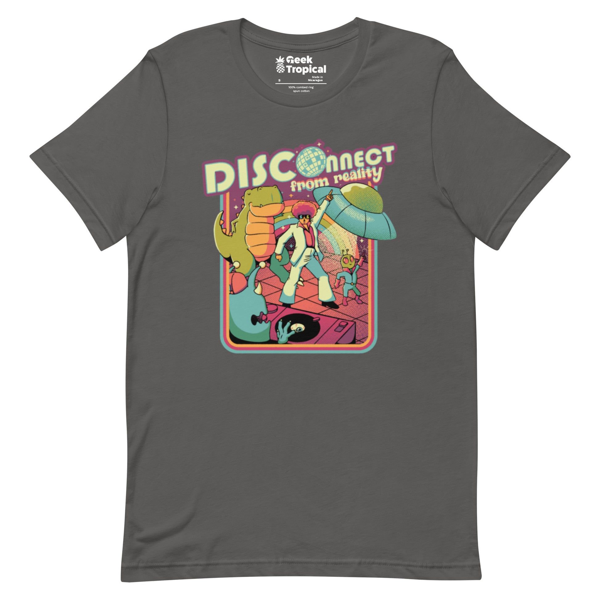 Disco - nnected From Reality T-Shirt Geek Nerd Design by Tobe Fonseca dinosaur print FLOW DESC WRITING