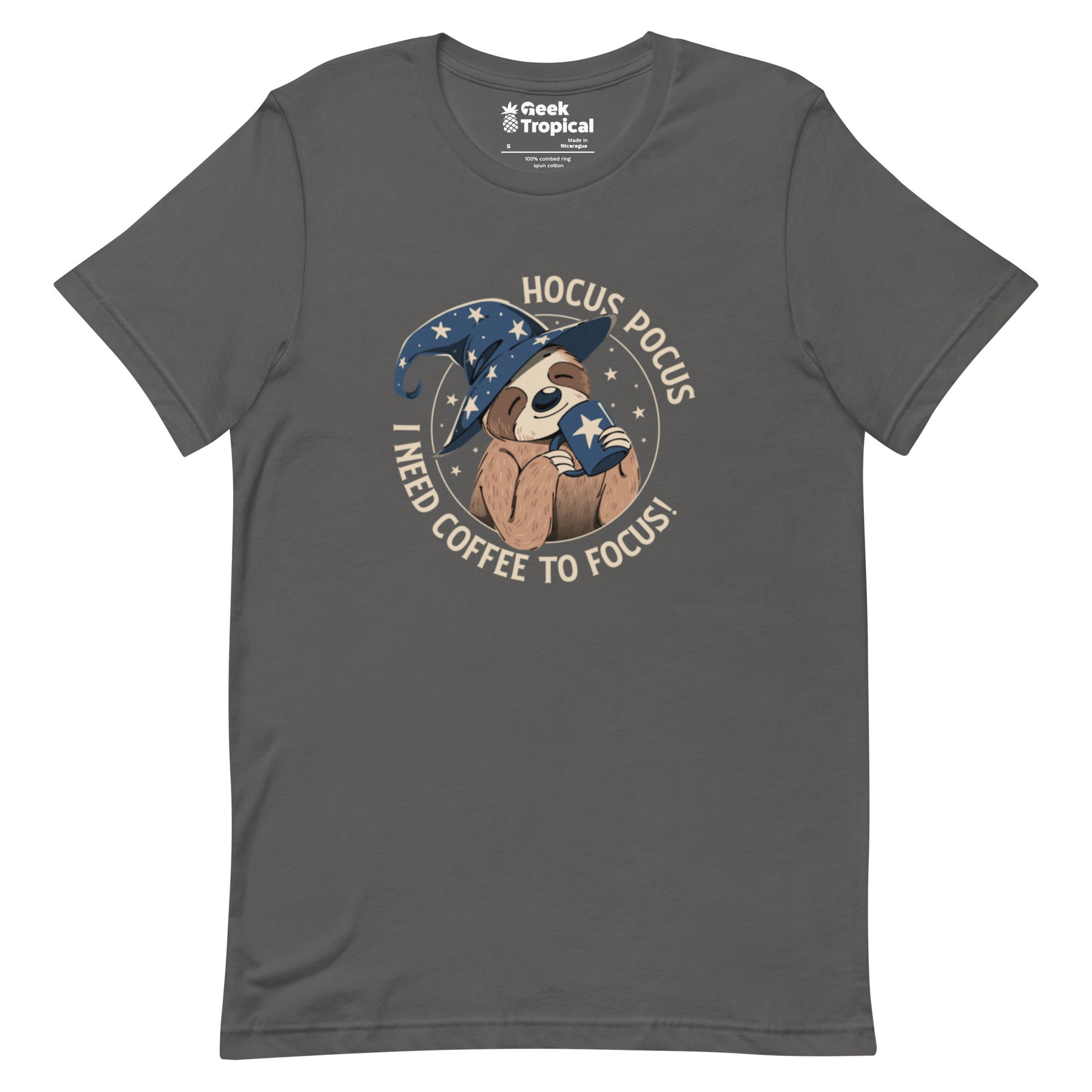 Hocus Pocus Coffee Focus Sloth T-Shirt Geek Nerd