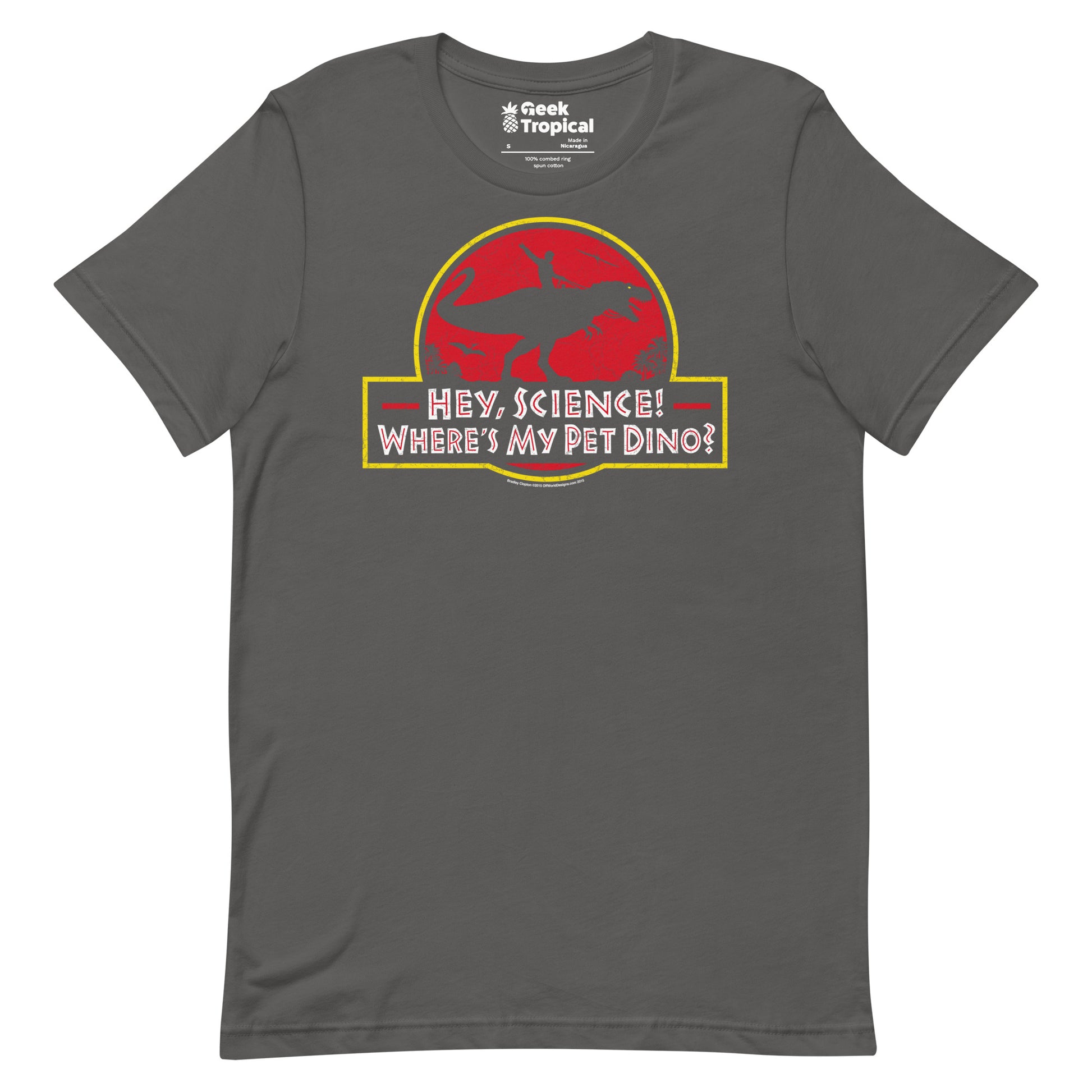 Hey Science t-shirt Geek Nerd Advertise to Meta dinosaur print FLOW DESC WRITING
