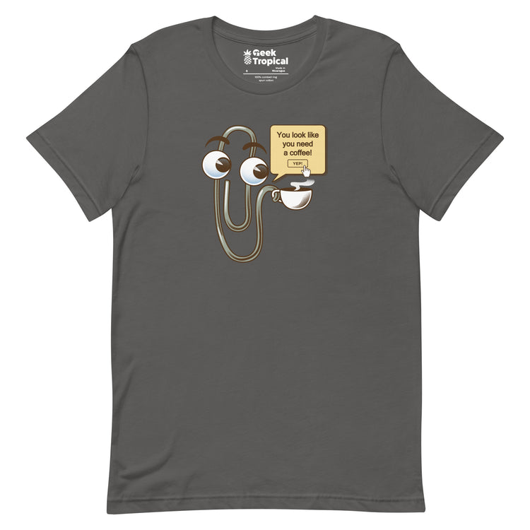 You Look Like You Need a Coffee T-Shirt Geek Nerd Advertise to Meta computer print Design by Tobe Fonseca