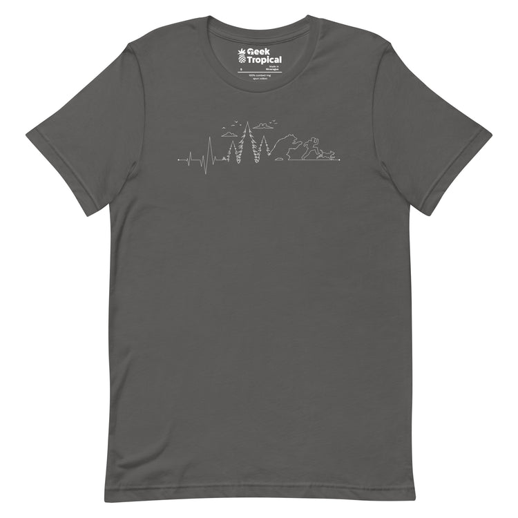 Hiking Heartbeat Running From a Bear Dog T-Shirt Geek Nerd Advertise to Meta Animal Patterns Design by Tobe Fonseca