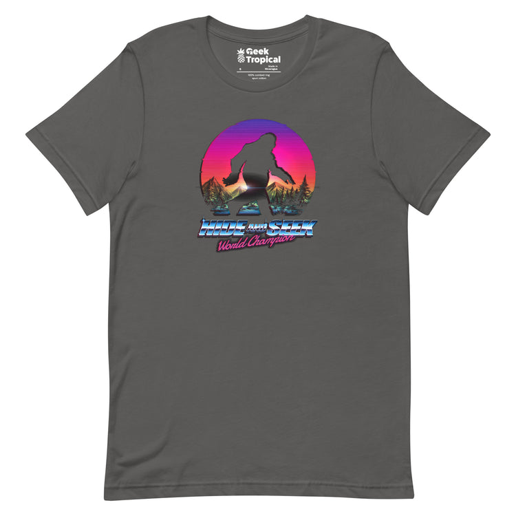 Hide And Seek World Champion Shirt Bigfoot is Real T-Shirt Geek Nerd Advertise to Meta Botany Print Design by Tobe Fonseca