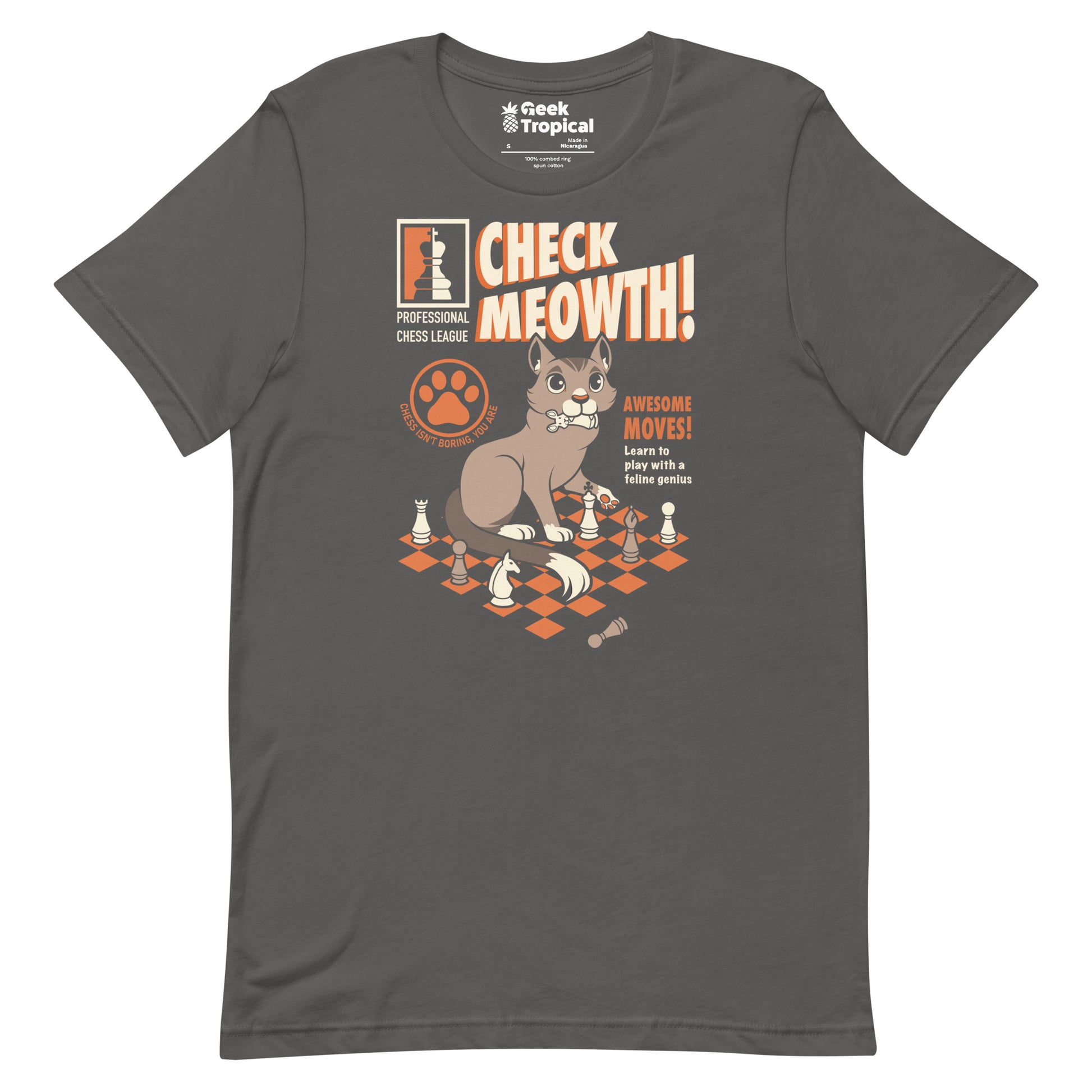 Check Cat Chess T-Shirt Geek Nerd Advertise to Meta Animal Patterns board game print