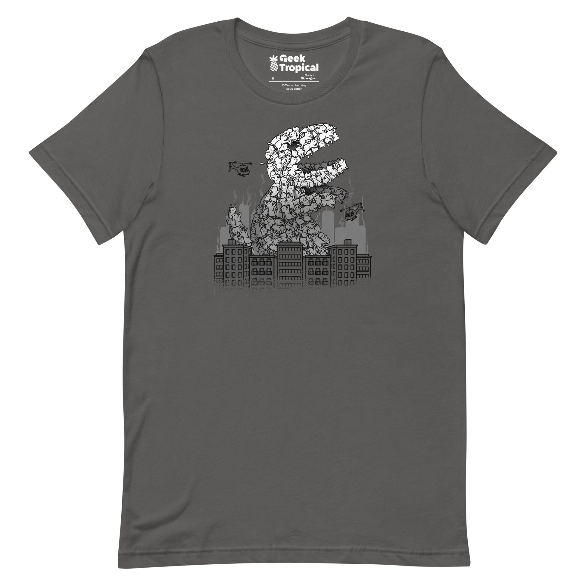 Catzilla T-Shirt Geek Nerd Advertise to Meta Animal Patterns Anime