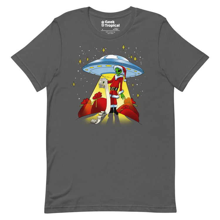 Alien Santa T-Shirt Geek Nerd Advertise to Meta Christmas Print FLOW DESC WRITING