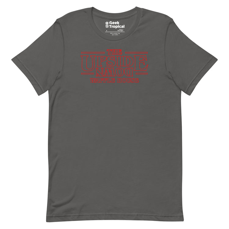 Upside Down Waffle House T-Shirt Geek Nerd Advertise to Meta FLOW DESC WRITING Funny Prints