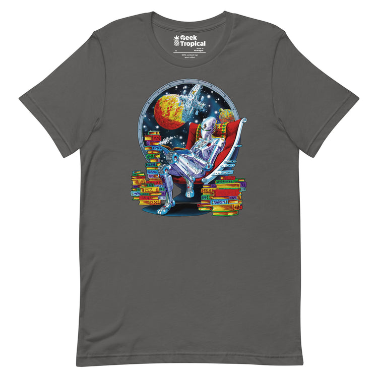 Robot Reading T-Shirt Geek Nerd Advertise to Meta Book Prints Fantasy Prints