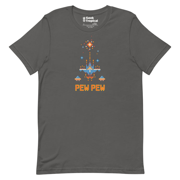 Pew Pew Retro Arcade T-Shirt Geek Nerd Advertise to Meta Elle FLOW DESC WRITING