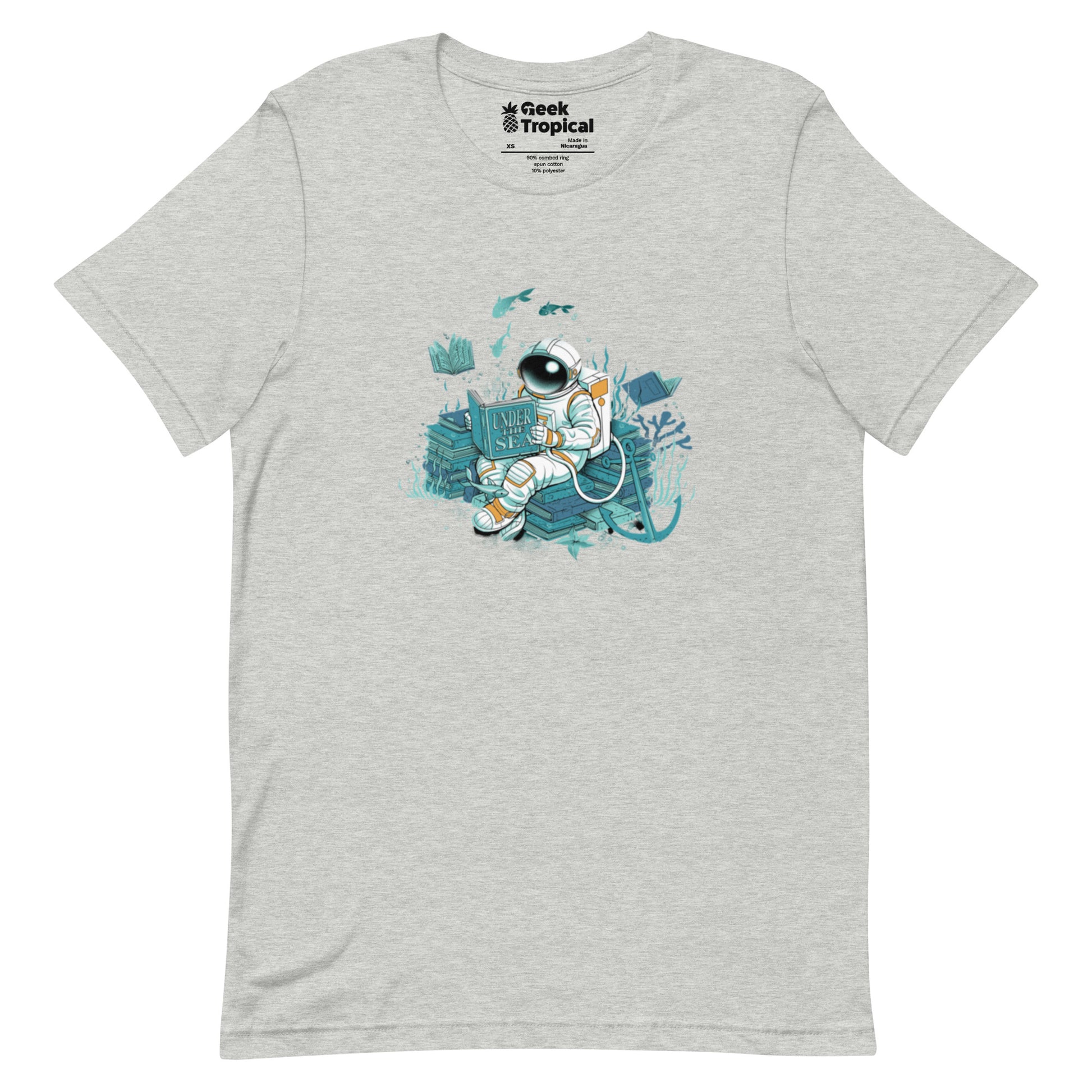 Cosmonaut Reader Under The Sea T-Shirt Geek Nerd Book Prints Design by Tobe Fonseca Marine biology