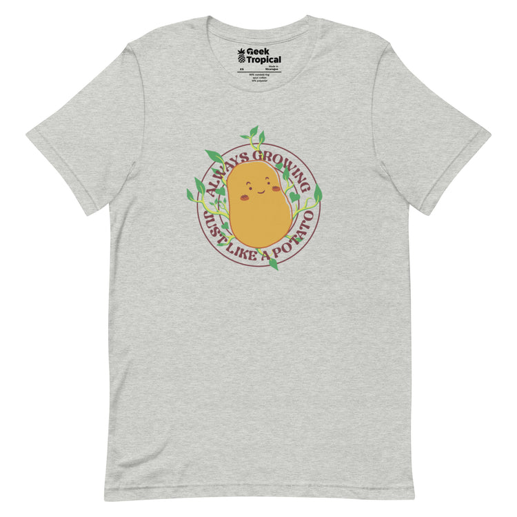 Always Growing Just Like a Potato T-Shirt Geek Nerd Botany Print Design by Tobe Fonseca Funny Prints