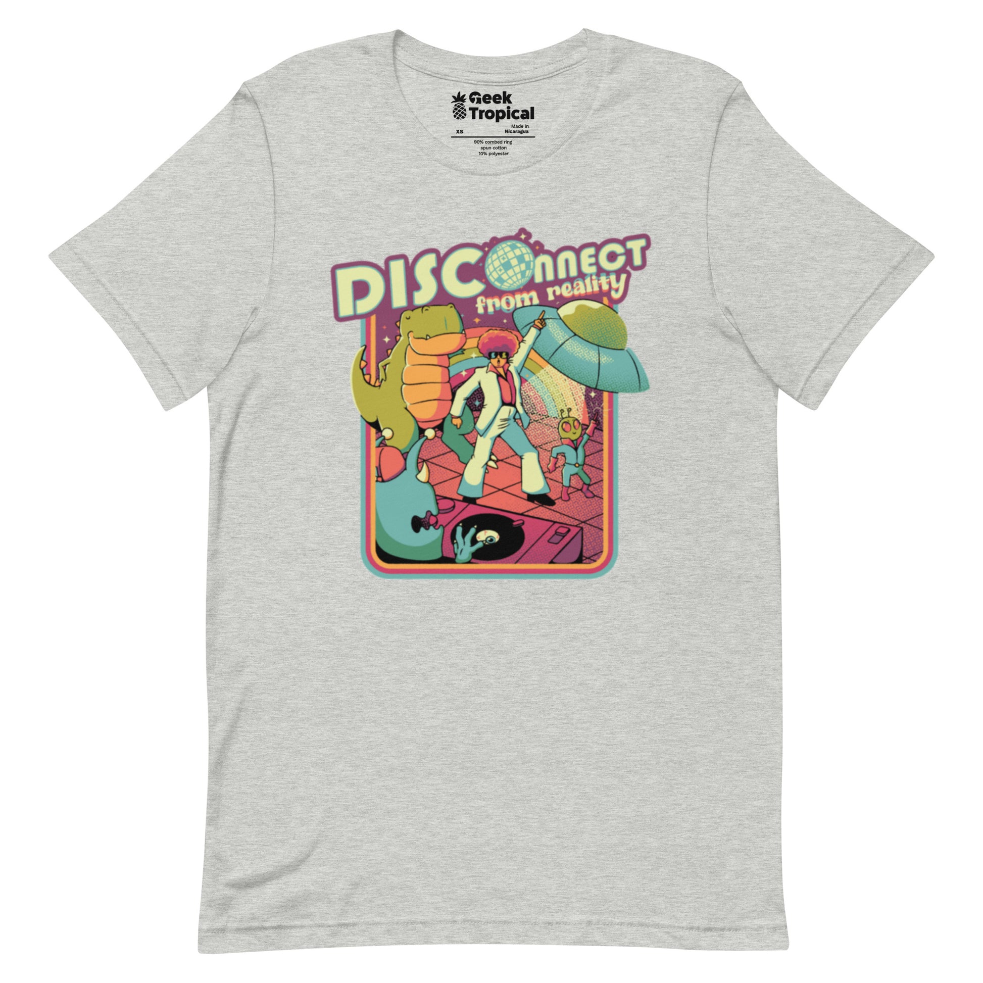 Disco - nnected From Reality T-Shirt Geek Nerd Design by Tobe Fonseca dinosaur print FLOW DESC WRITING