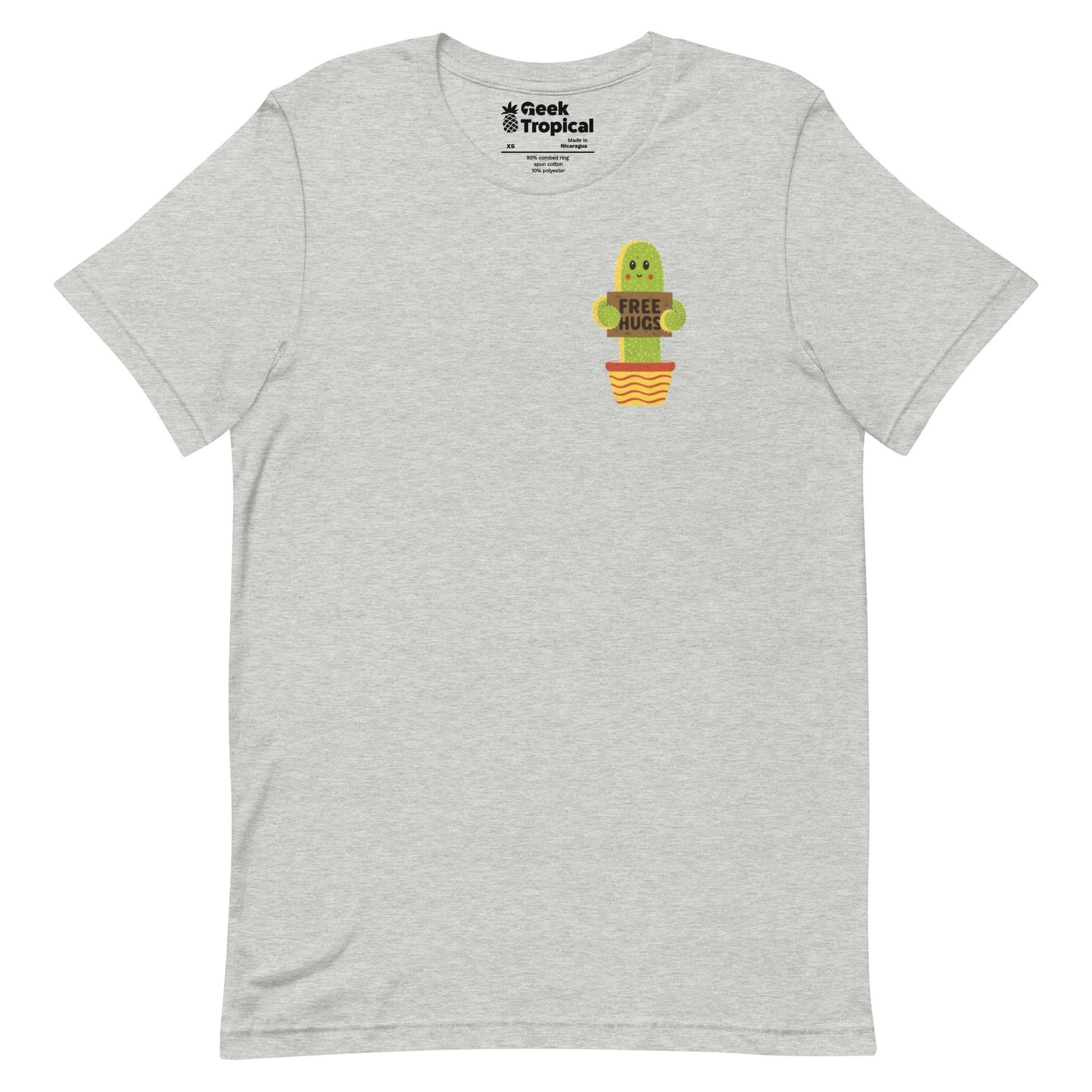 Free Hugs Cactus T-Shirt Geek Nerd All Adult Button Up Shirts Botany Print Design by Tobe Fonseca
