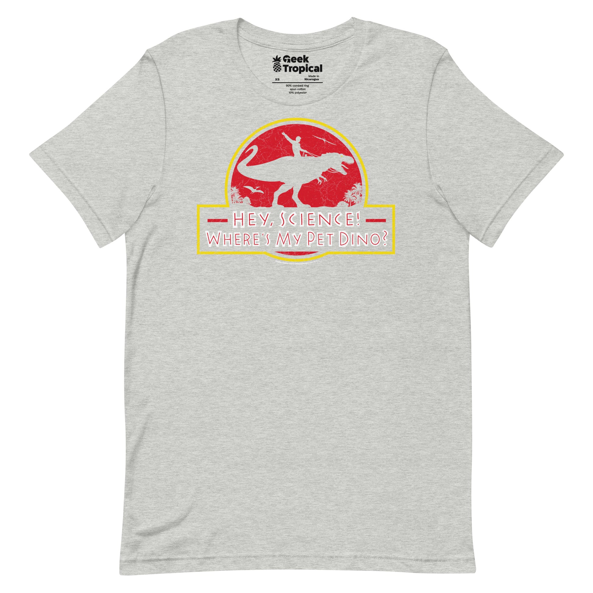 Hey Science t-shirt Geek Nerd Advertise to Meta dinosaur print FLOW DESC WRITING