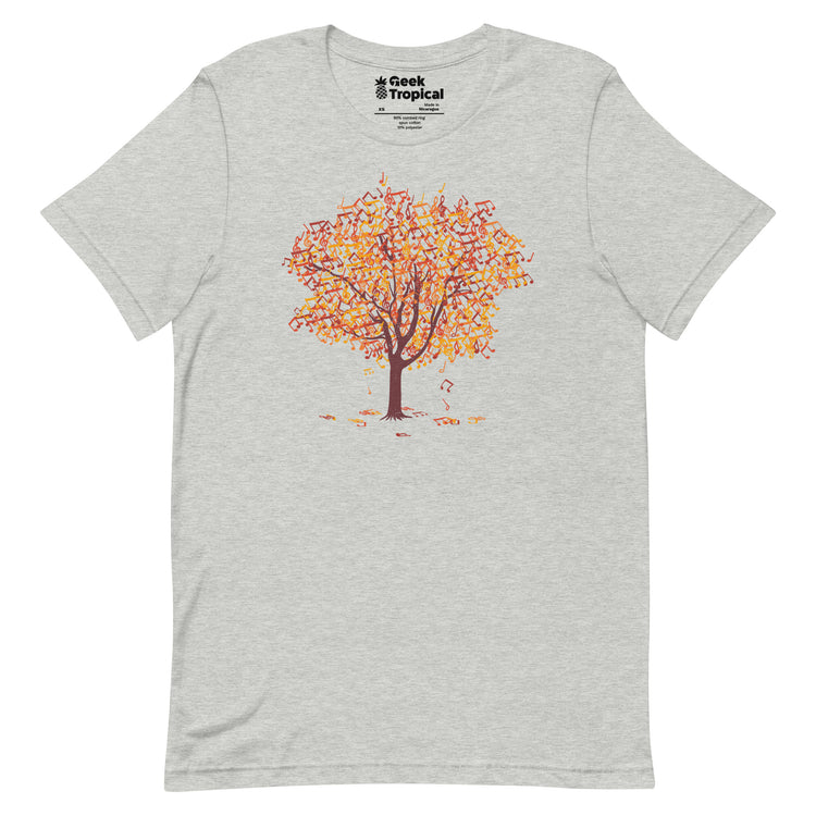 Tree Musical Notes Autumn Song T-Shirt Geek Nerd Advertise to Meta Botany Print Design by Tobe Fonseca