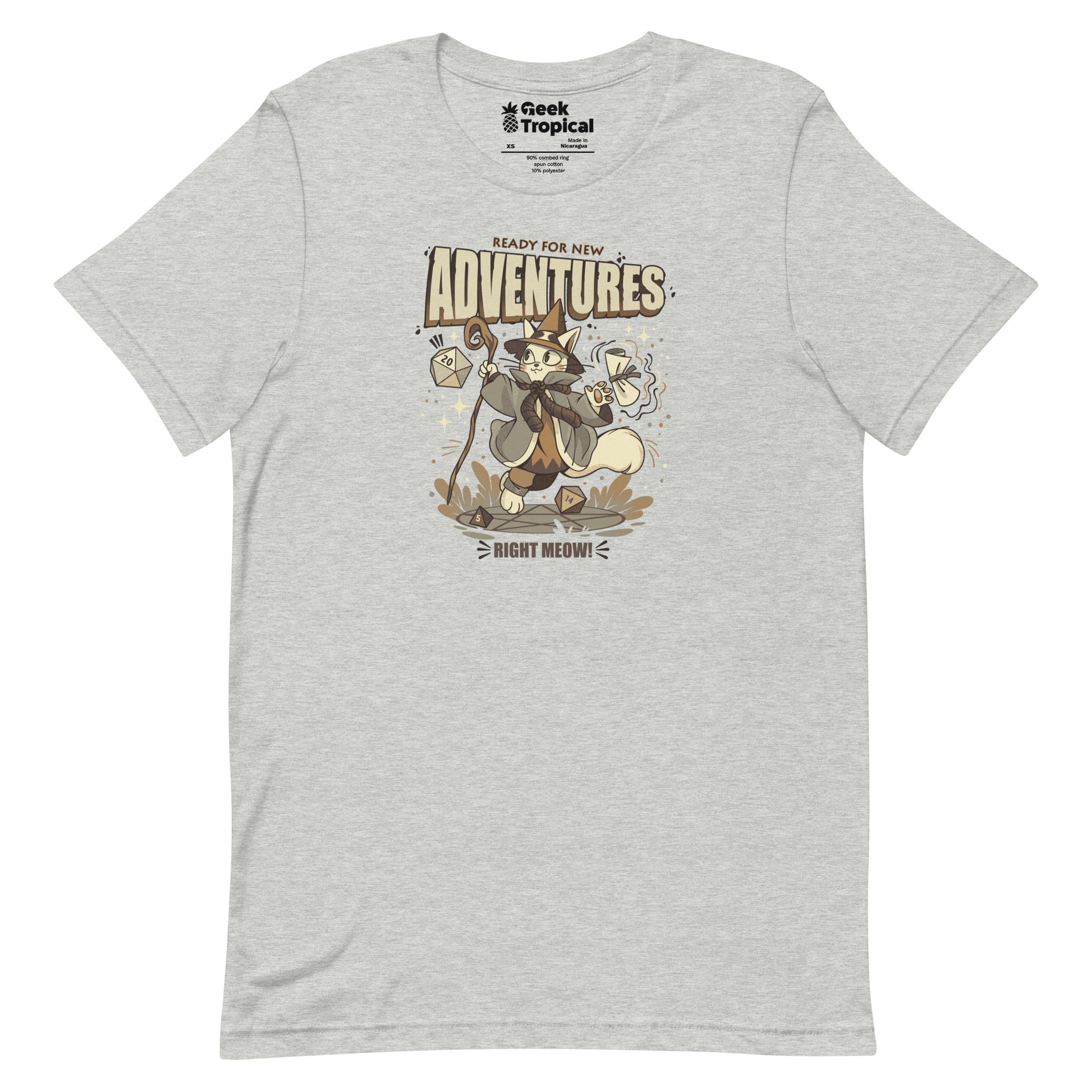 Wizard Cat Ready For New Adventures Light T-Shirt Geek Nerd Advertise to Meta Animal Patterns Design by Tobe Fonseca